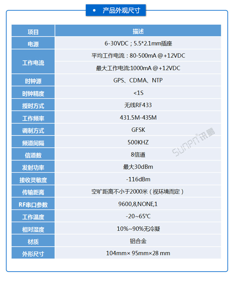 無(wú)線授時(shí)服務(wù)器尺寸參數(shù)