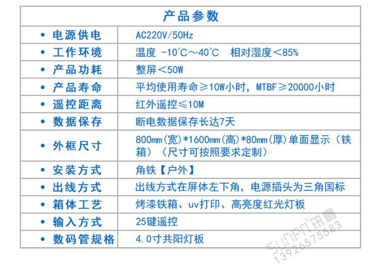 LED環(huán)境監(jiān)測(cè)顯示屏產(chǎn)品參數(shù)