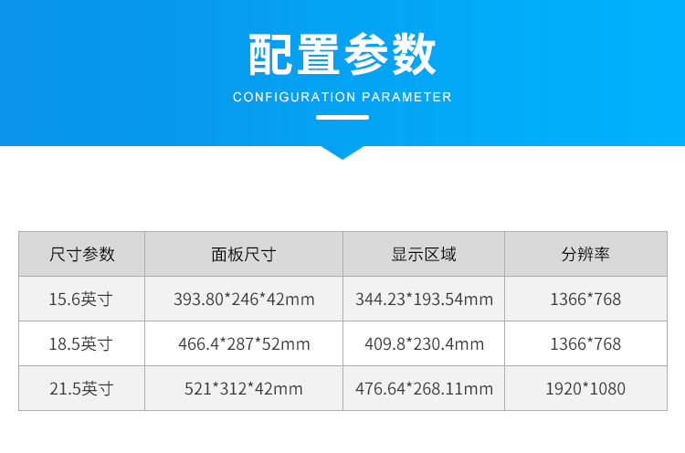 工業(yè)觸摸一體機(jī)-配置參數(shù)