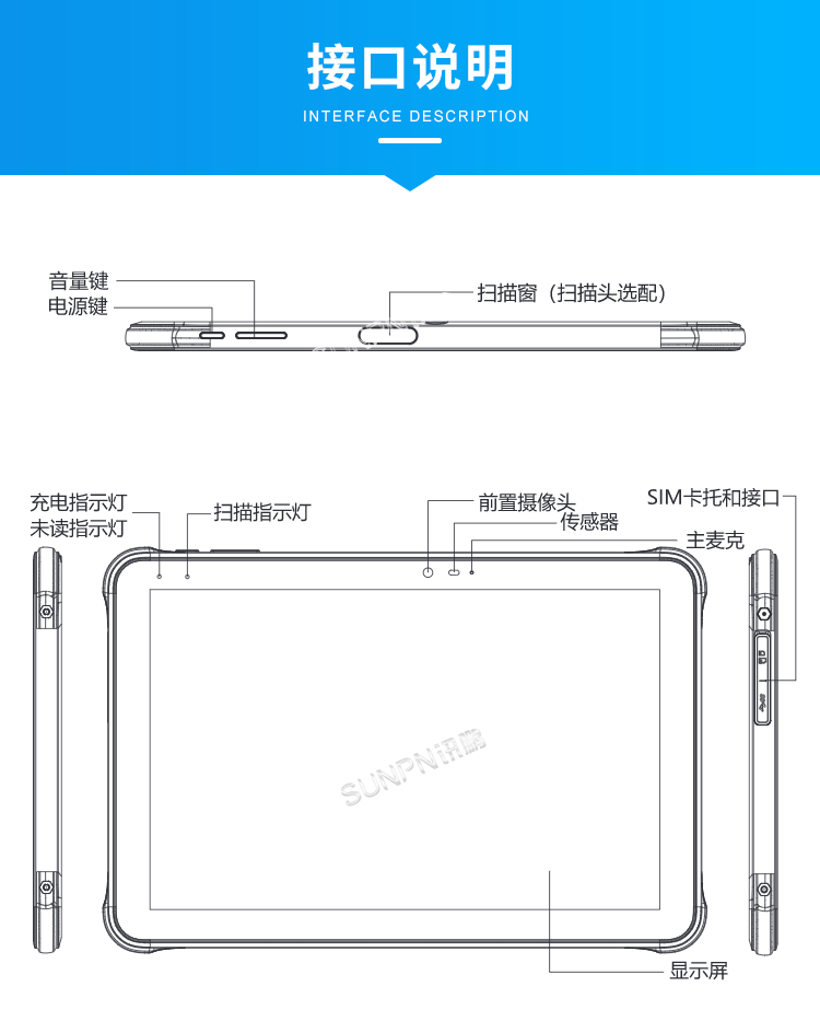 10.1英寸手持平板電腦-接口說明